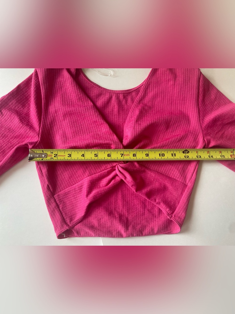 JoyLab Hot Pink Ribbed Twist-Front Crop Top & Leggings Pilates Yoga Wear - Picture 9 of 13